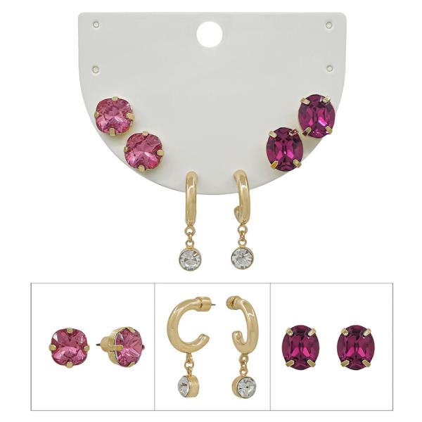 7MM WIDTH EPOXY STONE ACCENT HOOP EARRINGS