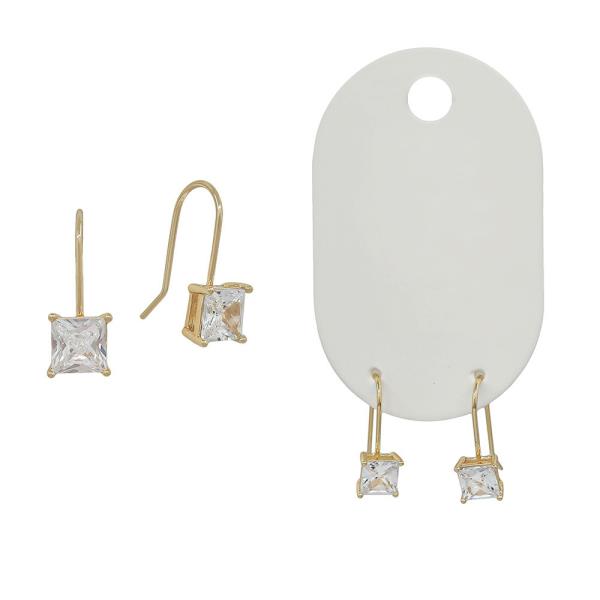 6MM CUBIC ZIRCONIA FRENCH WIRE EARRINGS