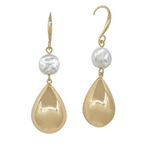 8mm Coinpearl Teardrop Metal Fish Hook Earrings