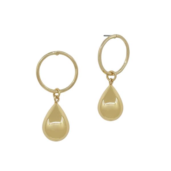 Open Circle Pot Mini Teardrop Post Earrings