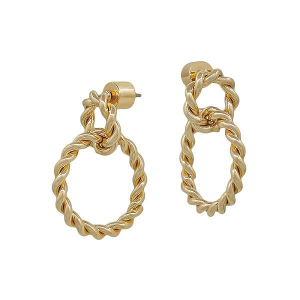 2 Ring Twisted Metal Post Earrings