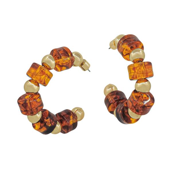 12MM FLAT RESIN BEADS & 8MM CCB HOOP EARRINGS