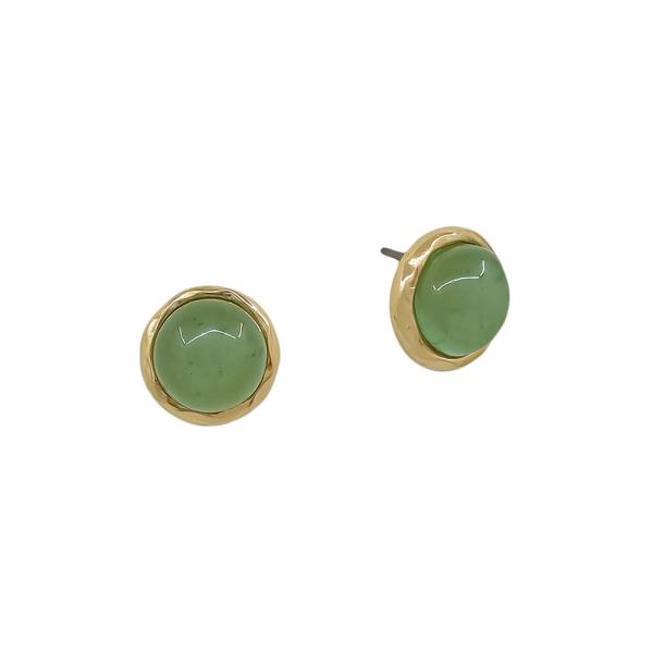 10MM ROUND STONE METAL FRAME STUD EARRINGS