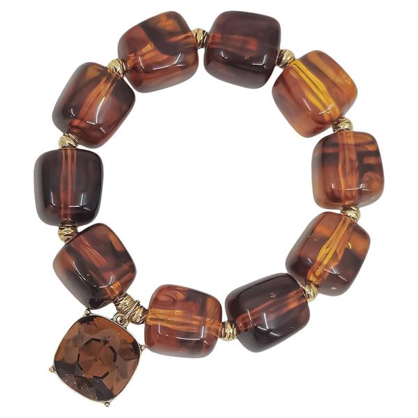 16mm Square Resin 18mm Stone Charm Bracelet