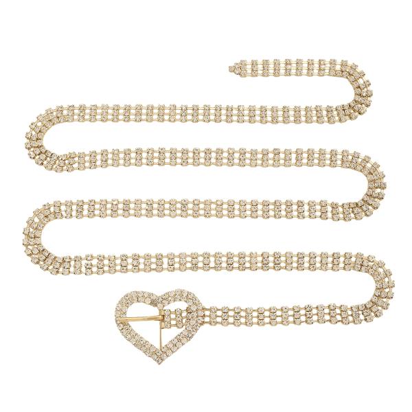 RHINESTONE 3 LINE HEART BUCKLE BELT