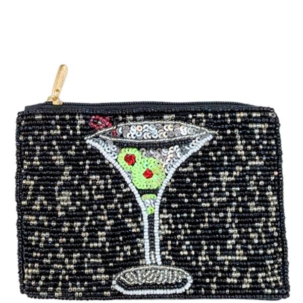 SEED BEAD MARTINI COIN PURSE BAG