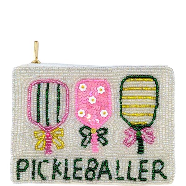 SEED BEAD PICKLEBALLER COIN PURSE BAG