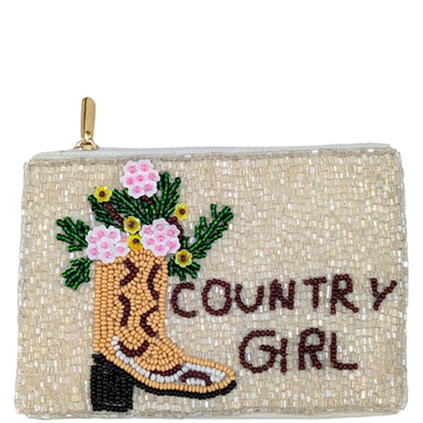 SEED BEAD COUNTRY GIRL COIN PURSE BAG