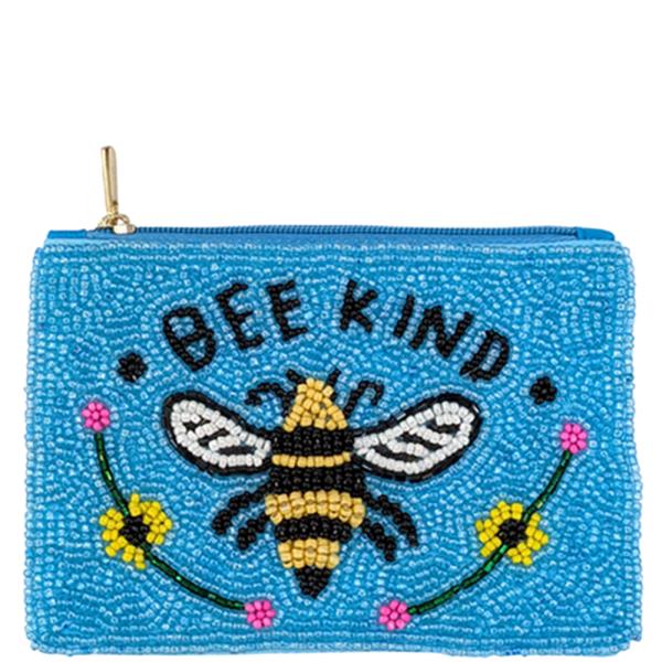SEED BEAD BEE KIND COIN PURSE BAG