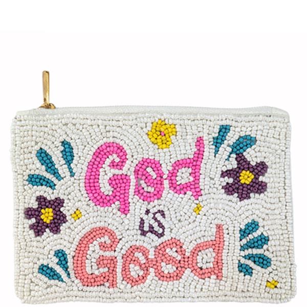 SEED BEAD GOD IS GOOD COIN PURSE BAG