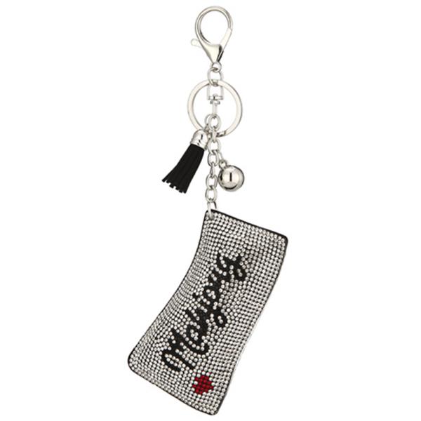 HEART MAHJONG RHINESTONE KEYCHAIN