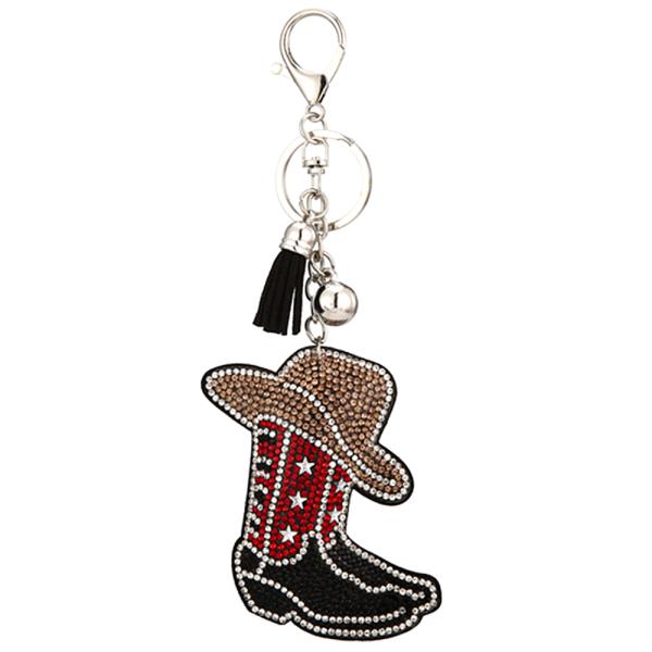 COWBOY HAT BOOTS RHINESTONE KEYCHAIN