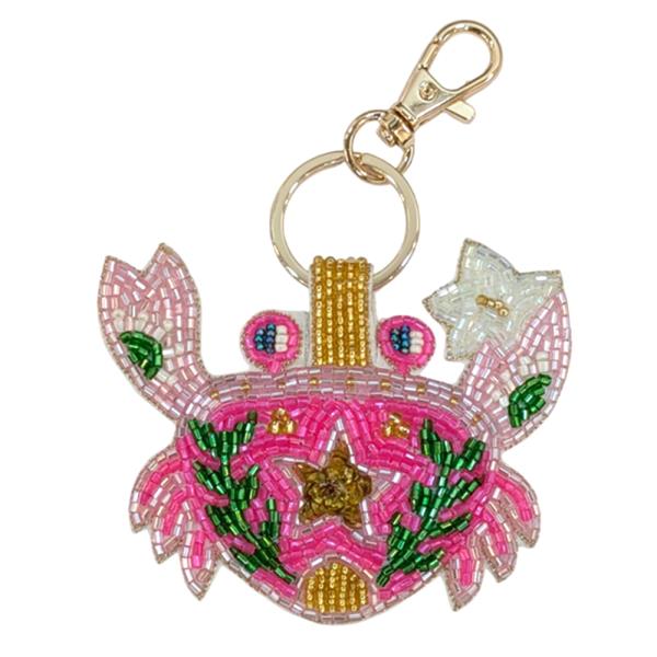CRAB SEED BEAD KEYCHAIN