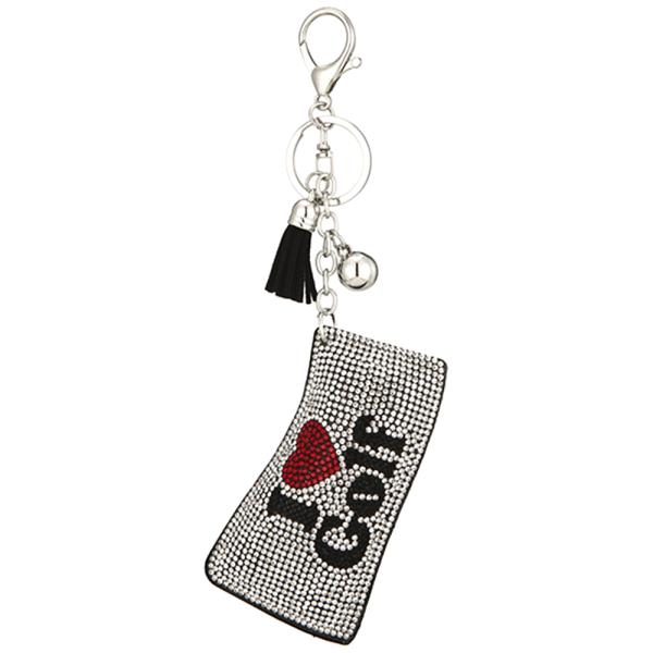 I HEART GOLF RHINESTONE KEYCHAIN