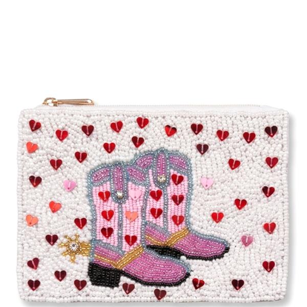 Seed Bead Lovely Western Boots Coin Purse Bag