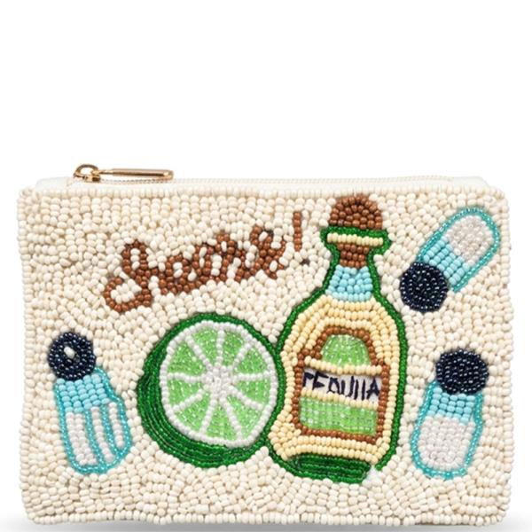 SEED BEAD CHEERS COIN PURSE BAG