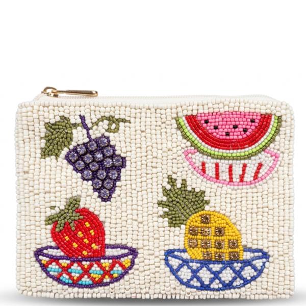 Seed Bead Fruit Cocktail Coin Purse Bag