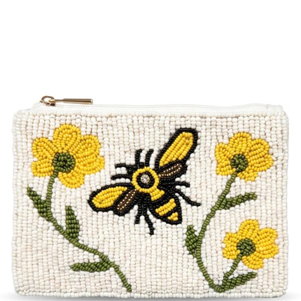 SEED BEAD BUMBLE BEE COIN PURSE BAG