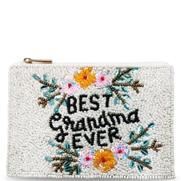 SEED BEAD BEST GRANDMA EVER COIN PURSE BAG