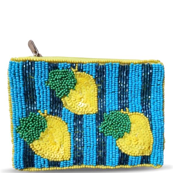 SEED BEAD LEMON COIN PURSE BAG