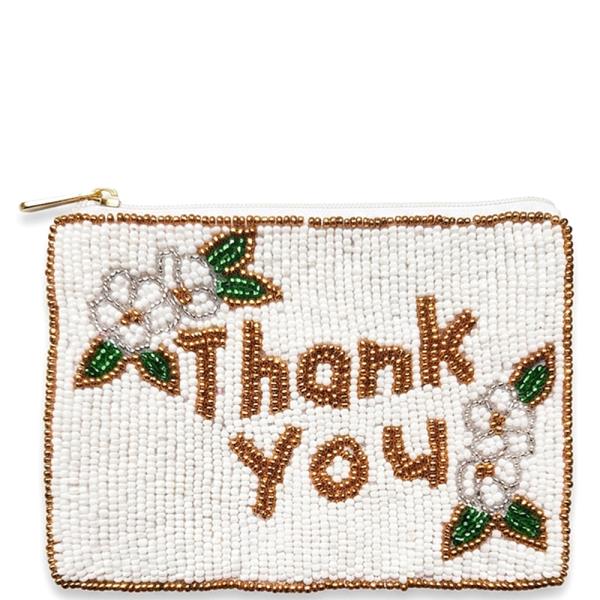 SEED BEAD THANK YOU COIN PURSE BAG
