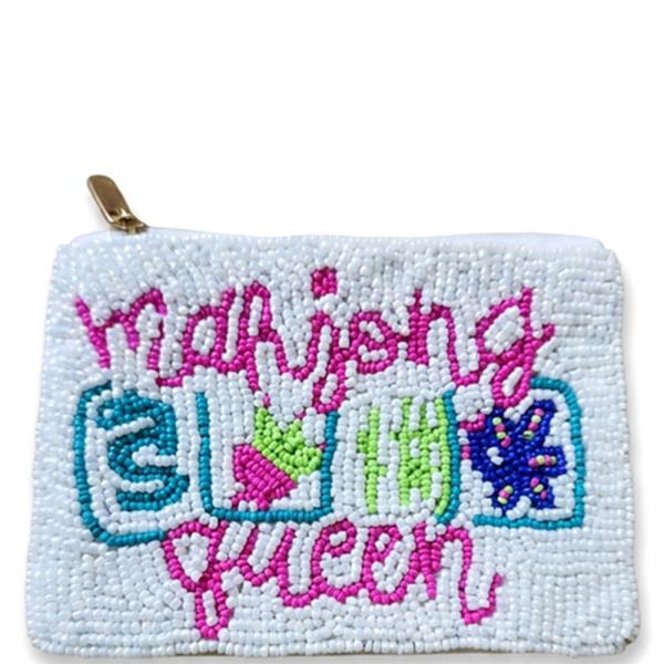 SEED BEAD MAHJONG QUEEN COIN PURSE BAG