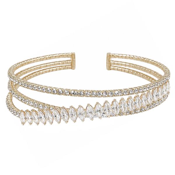 CZ RHINESTONE MARQUISE CUFF BRACELET