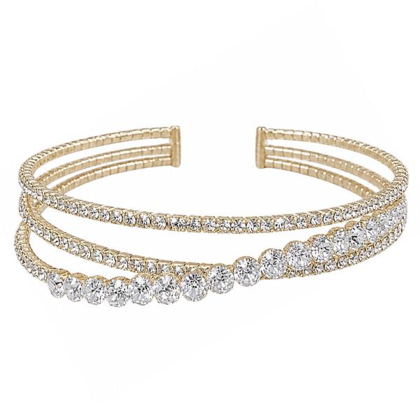 CZ RHINESTONE ROUND CUFF BRACELET