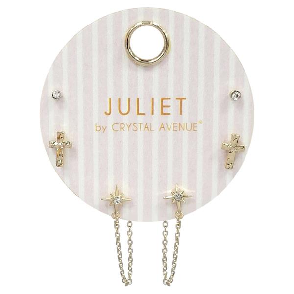 Cross Star Chain Earring (3 Pairs)