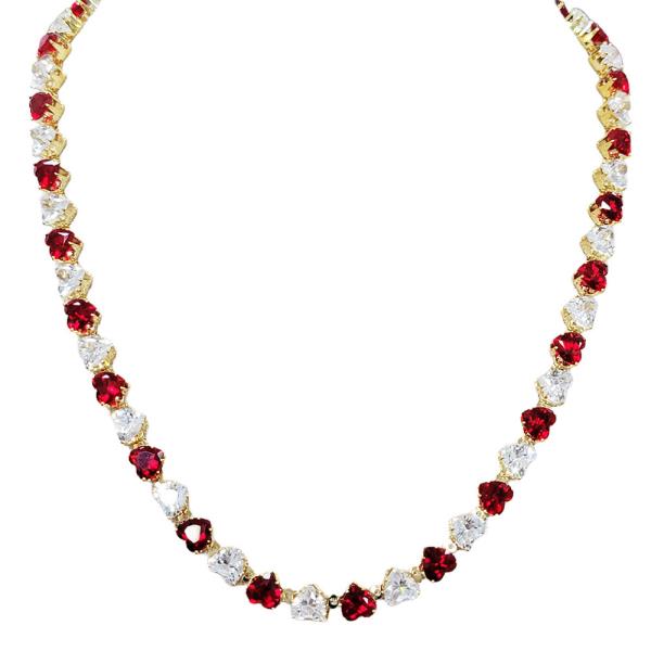 CZ Heart Tennis Necklace