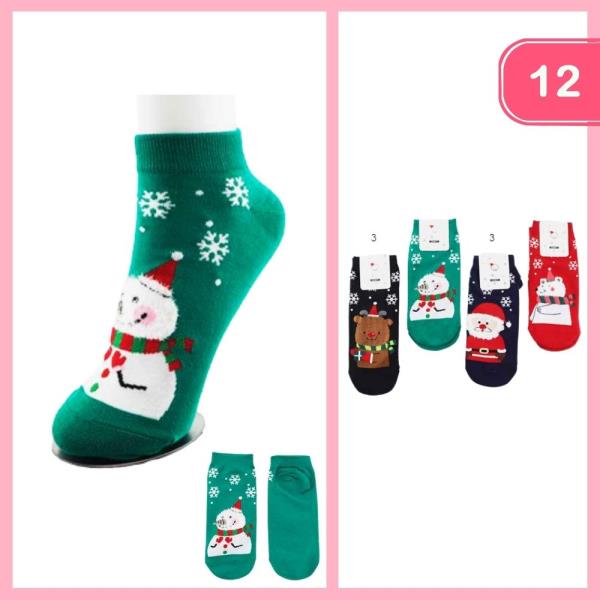CHRISTMAS ANKLE SOCKS (12 UNITS)
