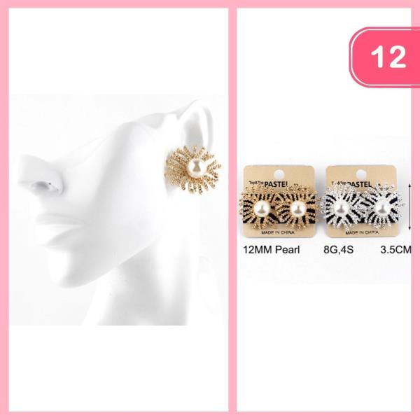 Pearl Sunburst Post Earring (12 Units)