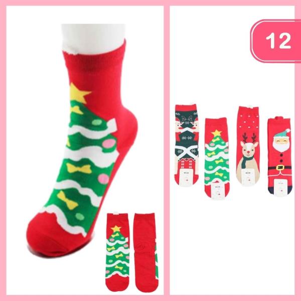 CHRISTMAS CREW SOCKS (12 UNITS)