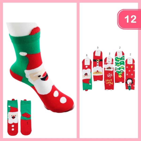 CHRISTMAS  CREW SOCKS (12 UNITS)