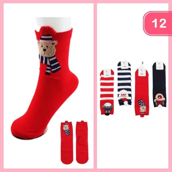 Teddy Bear Crew Socks (12 Units)