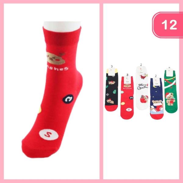 CHRISTMAS  CREW SOCKS (12 UNITS)