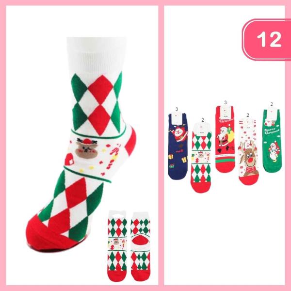 CHRISTMAS CREW SOCKS (12 UNITS)