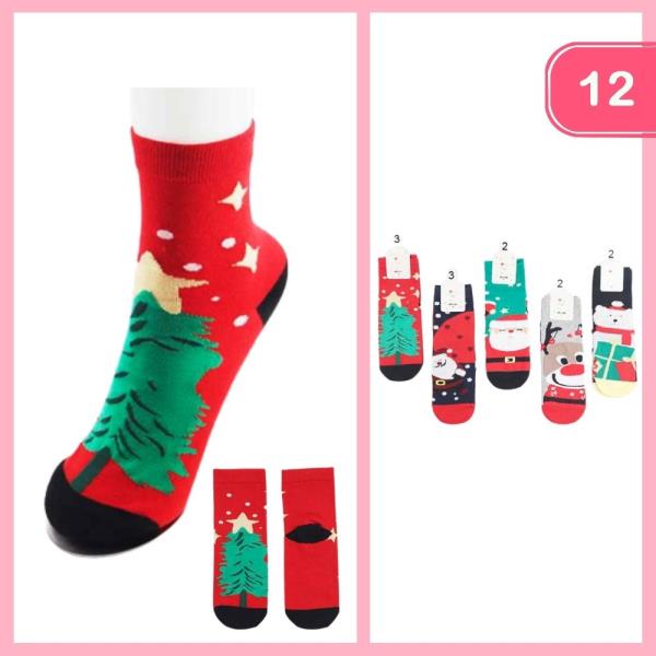 CHRISTMAS  CREW SOCKS (12 UNITS)