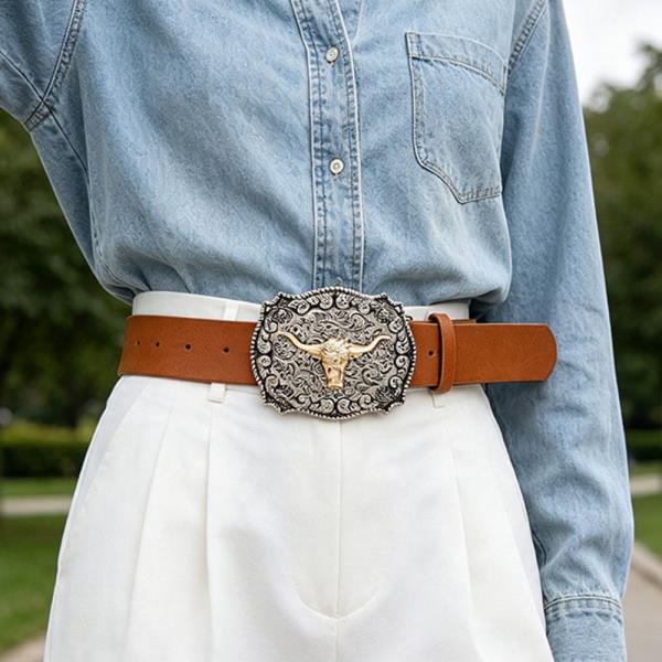 FAUX LEATHER METAL BUCKLE BELT