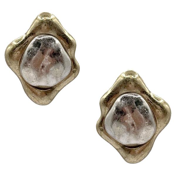 DUAL TONE SPLATTER POST EARRING