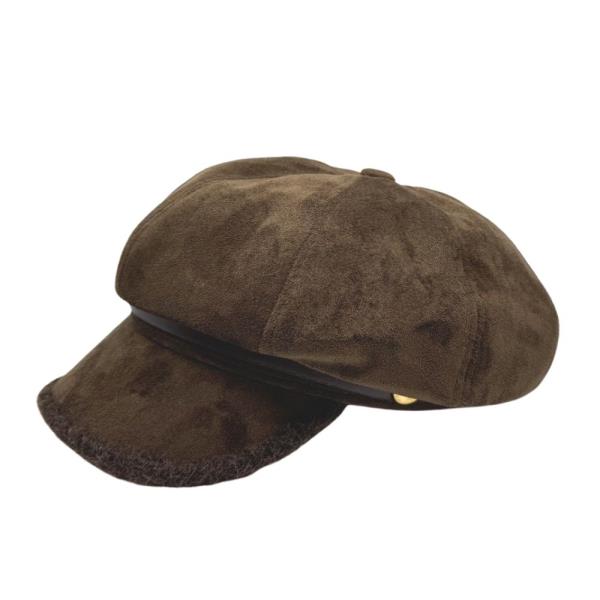 FAUX SUEDE BUCKLE BAND NEWSBOY HAT FAKE SUEDE