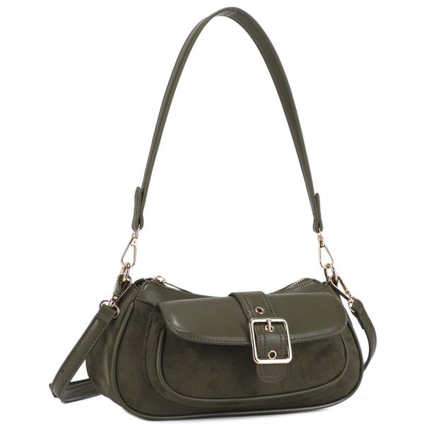 CHIC BUCKLE DESIGN ZIPPER SHOULDER BAG