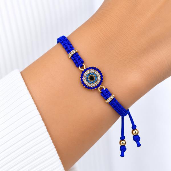 Rhinestone Evil Eye Cord Adjustable Bracelet