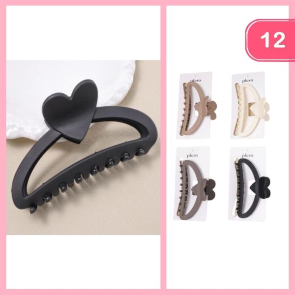 Heart Accent Hair Claw Clip (12 Units)