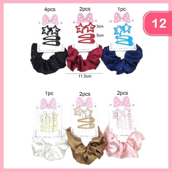 Snap Hair Pin Scrunchie Set (12 Units)