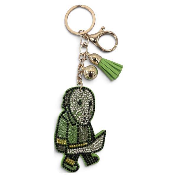RHINESTONE HALLOWEEN MASKED SLASHER KEYCHAIN WITH TASSEL