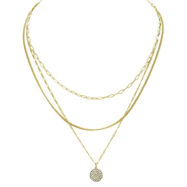 Layered Stone Pendant Chain Necklace