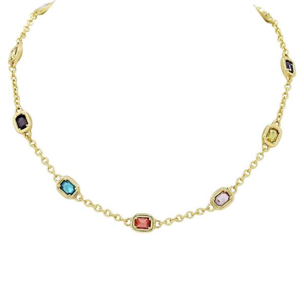 Square Crystal Station Necklace