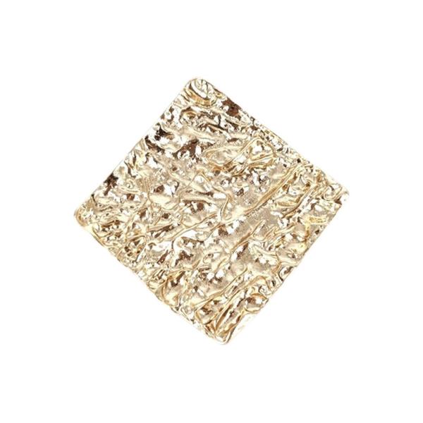 CRINKLED METAL DIAMOND BROOCH