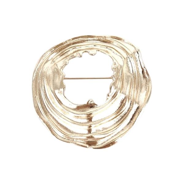 RIDGED METAL IRREGULAR OPEN CIRCLE BROOCH